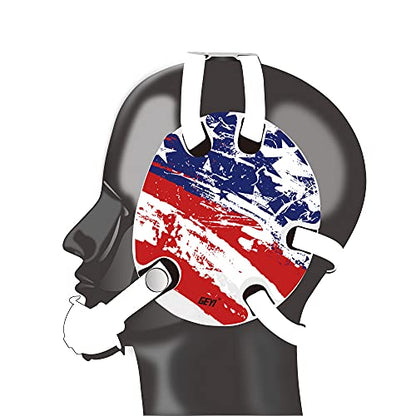 Wrestling Headgear with American Flag Decals(Adult) - color: White
