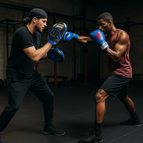 Gel-Infused Leather Punch Mitts for Boxing, Kickboxing, and MMA, Curved Design with Sweat-Resistant Lining, Shock-Absorbing Padding, Perfect for Training and Fitness Workouts