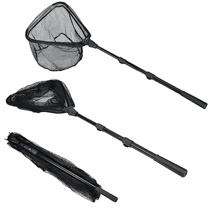 RESTCLOUD Fishing Landing Net with Telescoping Pole Handle, Fishing net Freshwater for Kids Men Women, Extend to 40-63 Inches - style: K: Aircraft-grade Aluminum Handle, 82" Full
