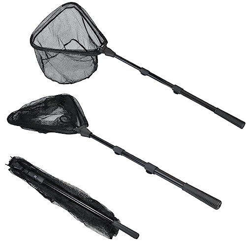 RESTCLOUD Fishing Landing Net with Telescoping Pole Handle, Fishing net Freshwater for Kids Men Women, Extend to 40-63 Inches - style: K: Aircraft-grade Aluminum Handle, 82" Full