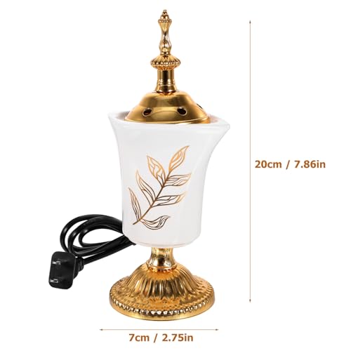 HOMSFOU Electric Incense Burner Ceramic Bakhoor Burner for Home Aromatherapy Yoga Spa Middle Eastern Style 2.76 Inch Compact Design with Us Plug