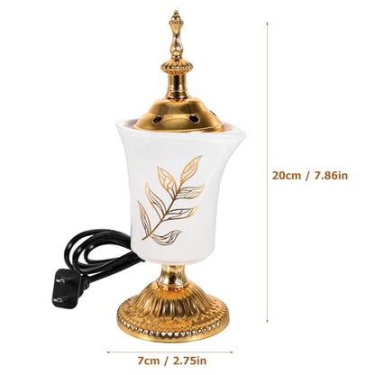 HOMSFOU Electric Incense Burner Ceramic Bakhoor Burner for Home Aromatherapy Yoga Spa Middle Eastern Style 2.76 Inch Compact Design with Us Plug