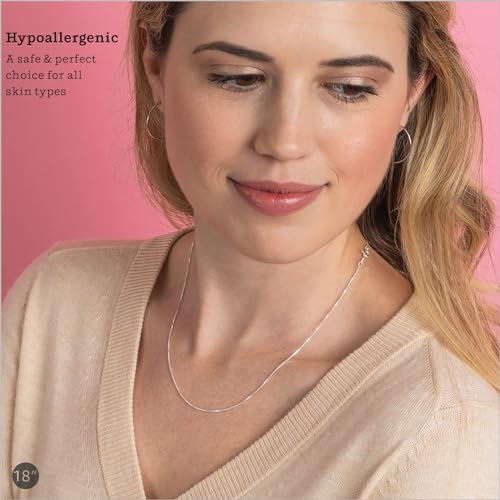 KEZEF 18K Gold Plated 925 Sterling Silver Box Chain Necklace for Women, 1mm Thin & Sturdy Italian Chain Necklace, Rose Gold & Silver Available, 15/16/18/20/22/24/30 Inch - color: Gold, size: 16 Inch