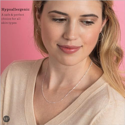 KEZEF 18K Gold Plated 925 Sterling Silver Box Chain Necklace for Women, 1mm Thin & Sturdy Italian Chain Necklace, Rose Gold & Silver Available, 15/16/18/20/22/24/30 Inch - color: Gold, size: 16 Inch