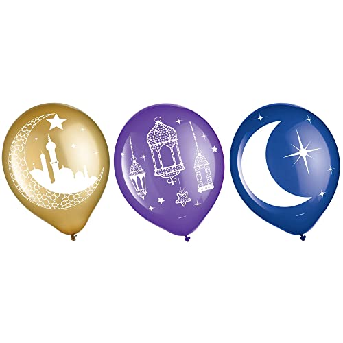 Vibrant Assorted Color Printed Latex Balloons For Eid Celebration (12") - Perfect for Festive Decor & Joyful Memories, Pack of 15
