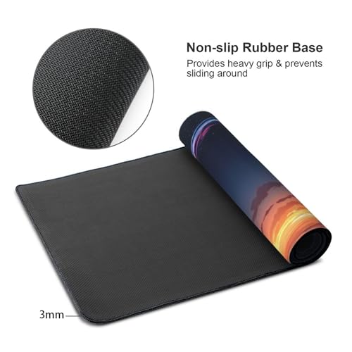 XXL Gaming Mouse Pad 35.4 x 15.7 Inch, Large Desk Mousepad | Mousepad with Comet Design, Non-Slip Rubber Base, Water-Resistant Surface and Stitched Edges for Gaming, Office & Home - color: Comet
