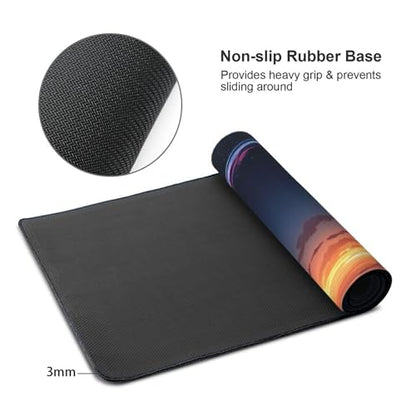 XXL Gaming Mouse Pad 35.4 x 15.7 Inch, Large Desk Mousepad | Mousepad with Comet Design, Non-Slip Rubber Base, Water-Resistant Surface and Stitched Edges for Gaming, Office & Home - color: Comet