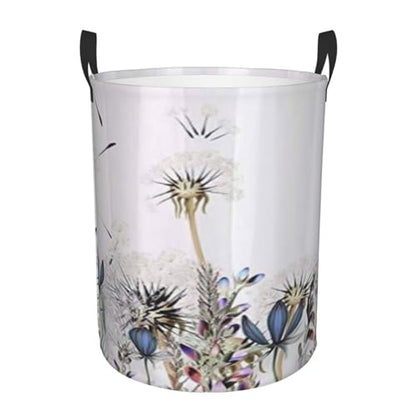 Botanical Dandelions And Lavender Round Waterproof Oxford Cloth Laundry Basket Multi-Purpose Storage Basket Toys Books Clothes Storage Basket - color: Black 1