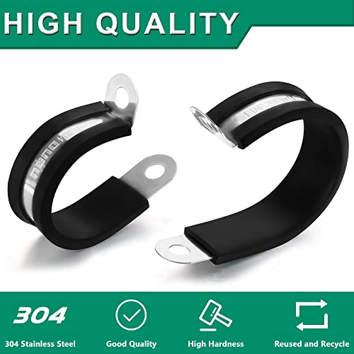 OURU 56PCS Cable Clamps Assortment Kit,Rubber Coated, 1/4"-3/4" 6 Sizes | 304 Stainless Steel, Anti-Vibration, Rust Resistant, Secure Hold, Automotive Wire, Pipe & Tube Mounting, Cable Management - size: 56pcs - 1/4", 5/16", 3/8", 1/2", 5/8", 3/4"