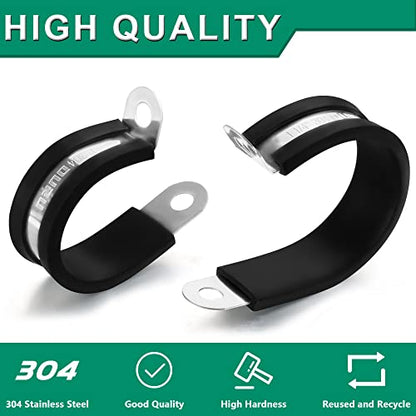 OURU 5/8 Inch Cable Clamps, Rubber Coated Insulated Clamps, 20pcs, 16mm | 304 Stainless Steel, Anti-Vibration, Rust Resistant, Secure Hold, Automotive Wire, Pipe & Tube Mounting, Cable Management - size: 20pcs - 5/8"
