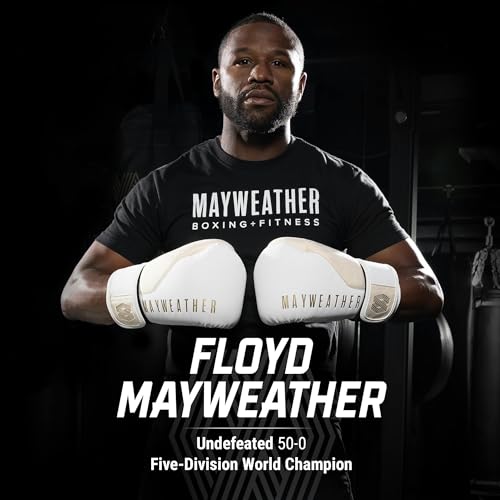Hayabusa Mayweather Champ Boxing Gloves for Men and Women - color: White/Gold, size: 16oz