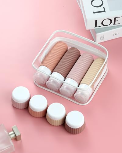 Mrsdry 여행용 병 - 8팩, TSA 승인 85g(3온스) 여행용 용기, 세면 용품용, 투명 가방, 누출 방지 실리콘 스퀴즈 가능 에센셜 병 - color: 붉은 토양, size: Bottle 3oz Jars 1oz