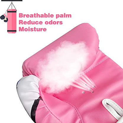 CKE Kids Boxing Gloves for Kids Boys Girls Junior Youth Toddlers Age 5-12 Years Training Boxing Gloves for Punching Bag Kickboxing Muay Thai - color: PINK