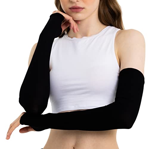 Causa Forcia Unisex Arm Warmers Arm Sleeves for Women and Men Made in Turkey - color: Black