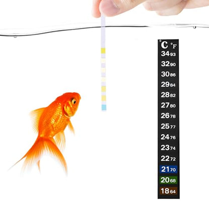 SunGrow Test Kit for Aquarium, Accurate Water Quality Monitoring, Essential Tool for Fish Keepers and Tank Maintenance, 1 Bottle with 100 Strips & 3-Piece Sticker Thermometer, 1 Set Per Pack - size: 100 Strips + 3 Thermometers