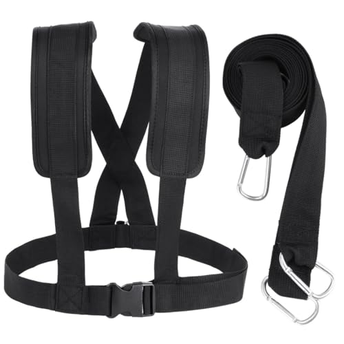 Resistance Drag Harness with Shoulder Padding and Pulling Belt, Football Running Trainer, Speed Sled Workout Kit, Tire Pull Equipment for Athletes