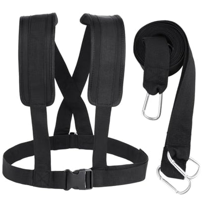 Resistance Drag Harness with Shoulder Padding and Pulling Belt, Football Running Trainer, Speed Sled Workout Kit, Tire Pull Equipment for Athletes