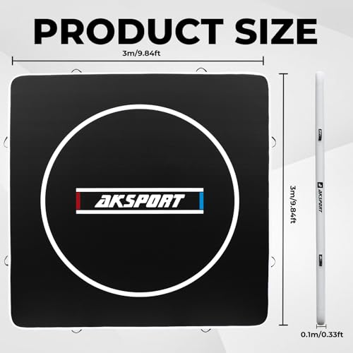 AKSPORT Inflatable Wrestling Mat 10x10 FT, Wrestling Mat for Home, Thick Jiu Jitsu Training Mat for BJJ, MMA, Boxing, Grappling, Judo, Indoor Outdoor Gym Mat