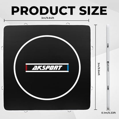 AKSPORT Inflatable Wrestling Mat 10x10 FT, Wrestling Mat for Home, Thick Jiu Jitsu Training Mat for BJJ, MMA, Boxing, Grappling, Judo, Indoor Outdoor Gym Mat