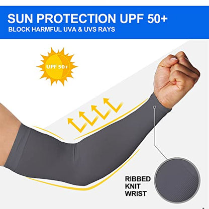4 Pair UV Sun Protection Arm Sleeves for Men & Women,Cooling UPF 50 Arm Cover for Baseball,Cycling,Basketball - color: Grey-4 Pairs