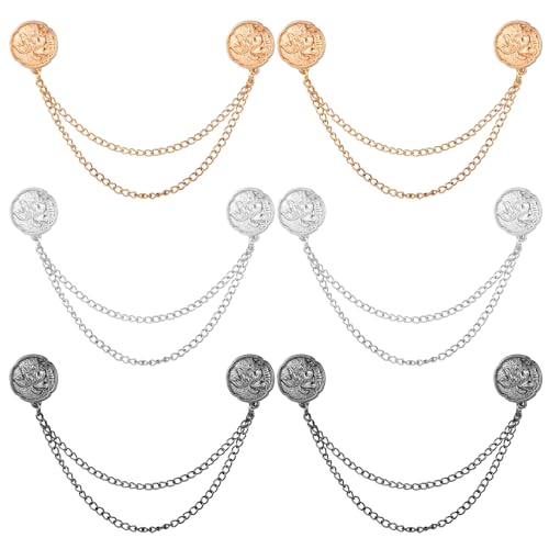 6 Pcs Magnetic Clothing Clips, Clothing Magnets with Chain Magnetic T-Shirt Button Clip Multi Function Magnetic Clothes Pins Accessories for Fasten Hems Fabric Trouser Legs Hijab Sleeves (Lotus) - style: Lotus
