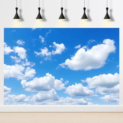 Blue Sky Aquarium Background Tiny Cloudy Cumulus Fish Tank Background White Clouds in Clear Blue Sky Reptile Tank Backgrounds Cloudy Blue Skys Reptile Enclosure Backgrounds Wallpaper Poster 36x18in - color: Blue_White, size: 36(W)x18(H)inches/ 90(W)*45cm(