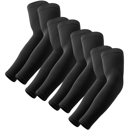OutdoorEssentials UV Sun Sleeves for Men & Women, Cooling Arm Sleeves UPF 50+ | Golf, Tattoo Cover Up, Sun Protection - color: (4 Pairs): 4 Black