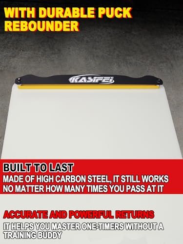 kasifei – 24'' x 48'' Hockey Shooting Pad with Rebounder, Professional Hockey Training Equipment | Improving Shooting Passing and Stickhandling Ability, Smooth Slick Surface, Great for Solo Training, for All Skill Levels