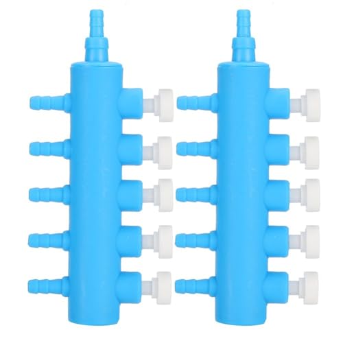 2Pcs 4mm Adapter Connector Plastic Distributor Aquarium Air Pump Splitter for Fish Tank Oxygen Tubing(5 Way) - style: 5 Way