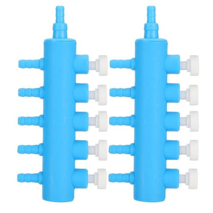 2Pcs 4mm Adapter Connector Plastic Distributor Aquarium Air Pump Splitter for Fish Tank Oxygen Tubing(5 Way) - style: 5 Way