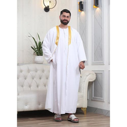 Men's Abaya (Bisht) Long Sleeves | Amazing Men's Islamic Arabian Cloak - color: White
