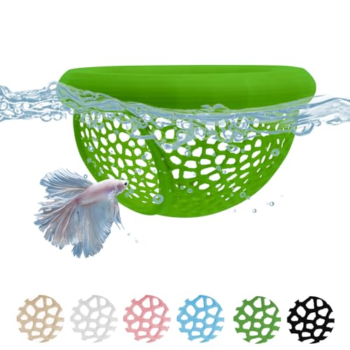 Aquarium Floating Betta Fish Hammock Cave 3D Printed Betta Shrimp Feeder & Hideout Toys Aquarium Feeding Ring Decor Turtle Tank Decorations (Green,S-2.76"x1.38") - color: Green, size: S-2.76"x1.38"