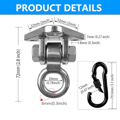 Heavy Duty Swing Hanger Bracket, 1000 lbs Capacity, 304 Stainless Steel Swing Mount with Threaded Hook, for Indoor/Outdoor Porch Swing, Hammock, Gym Rings, Punching Bag Hardware - size: 3 holes-1Pack