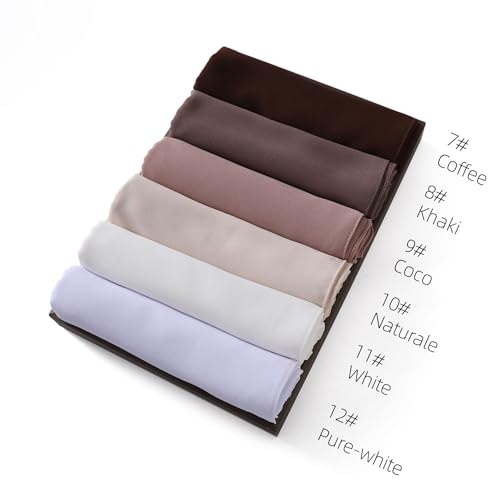 Chiffon Hijab Scarf Head Wrap Lightweight Scarves for Women Pashmina Shawls and Wraps for Evening Dresses Solid Color - color: Coffee 7#