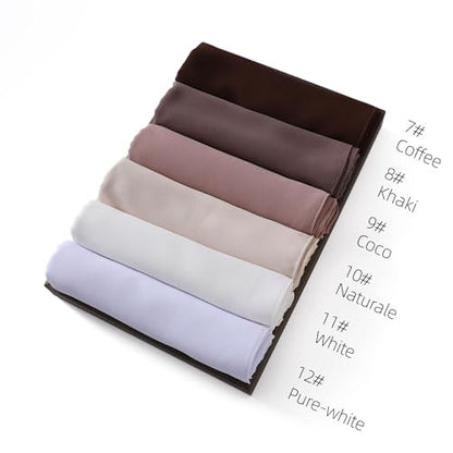 Chiffon Hijab Scarf Head Wrap Lightweight Scarves for Women Pashmina Shawls and Wraps for Evening Dresses Solid Color - color: Coffee 7#