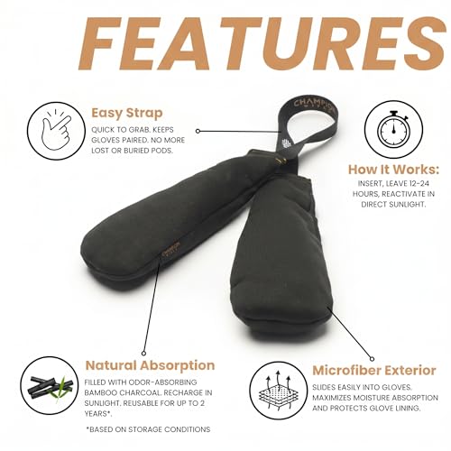 Deodorizer Inserts for Boxing Gloves, Hockey Equipment, Gym Bags & Sports Gear – Bamboo Charcoal Odor Absorber & Moisture Absorber – Reusable Dual-Pouch Insert (Lemon Fresh)