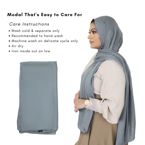 Modal Hijab for Women | Headscarf - color: Slate Grey Modal - Plain Hijab