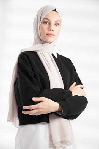 Chiffon Hijab Scarf For Women - Made in Turkiye - color: Stone