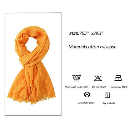 EVQ 여성용 부드러운 면 헴프 스카프 랩 롱 히잡 스카프 - color: 골드+러스트 레드+블러드 레드