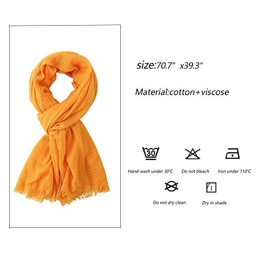 EVQ Soft Cotton Hemp Scarf Wrap Long Hijab Scarves for Women - color: Gold+rust Red+blood Red