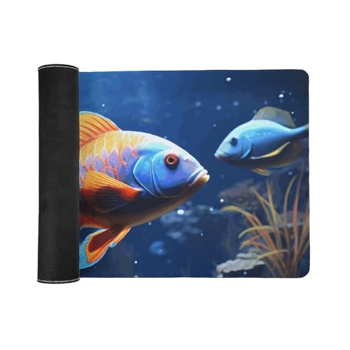 Large Size Gaming Mouse Pad Fishs Desk Mat Non-Slip Base Waterproof Desktop Writing Pad for Office Home - color: Fishs, size: 40x90cm