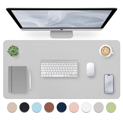 Bloss Large Desk Pad, Grey Desk Mat, Desk Pads on Top of Desks, Computer Mat Non-Slip, Desk Blotter Waterproof, Easy to Clean - Light Grey (31.5 x 15.7 Inches) - color: Light Grey, size: 31.5" x 15.7"