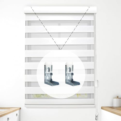 4 Pack Zebra Shades Mounting Brackets, Window Treatment Repair Kit - Heavy Duty Metal Blinds Bracket Support for 1-1/2"(38mm) Zebra Shades and Blinds