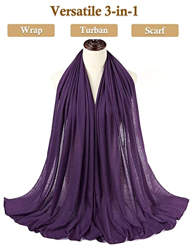 Nonbongoy Head Wraps for Black Women 71"x32" Long Soft Jersey Hijab Turban - color: 1-purple Headwrap
