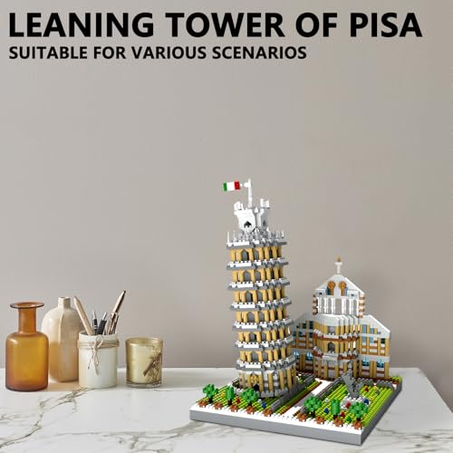 Leaning Tower of Pisa Micro Mini Building Blocks Set Italy Architecture Building Kits Famous Landmark Model Toys Gift for Adults Kids Teens 2500 PCS - style: The Leaning Tower of Pisa