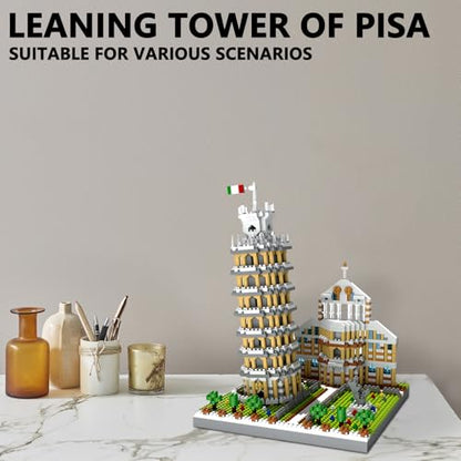 Leaning Tower of Pisa Micro Mini Building Blocks Set Italy Architecture Building Kits Famous Landmark Model Toys Gift for Adults Kids Teens 2500 PCS - style: The Leaning Tower of Pisa