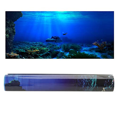 FILFEEL Aquarium Background Fish Decorations Pictures 3D Effect PVC Adhesive Poster Underwater World Backdrop Decoration Paper Cling Decals Sticker (122 x 50cm)