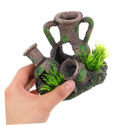 INOOMP Aquarium Cave Decorations: Fish Tank Resin Vase Jar Jug Sunken Ornament Landscaping Saltwater Freshwater Small Medium Fish Garden Pond Ornaments