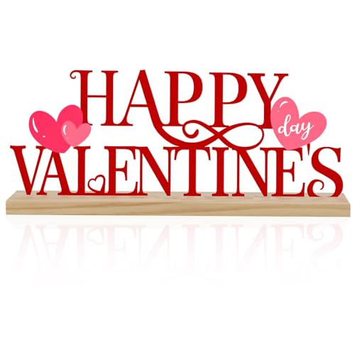Metal Happy Valentine's Day Sign Decorations for Home Party Shelf Mantel - style: Valentine