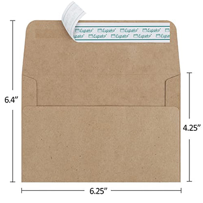 Eupako A4 Brown Photo Envelopes 4x6, 100 Pack Self Seal Envelopes for 4x6 Cards, Photos, Invitations, Wedding, Graduation, Baby Shower, 4.25 x 6.25 Inches - color: Brown, size: A4 (4.25x6.25 Inches)